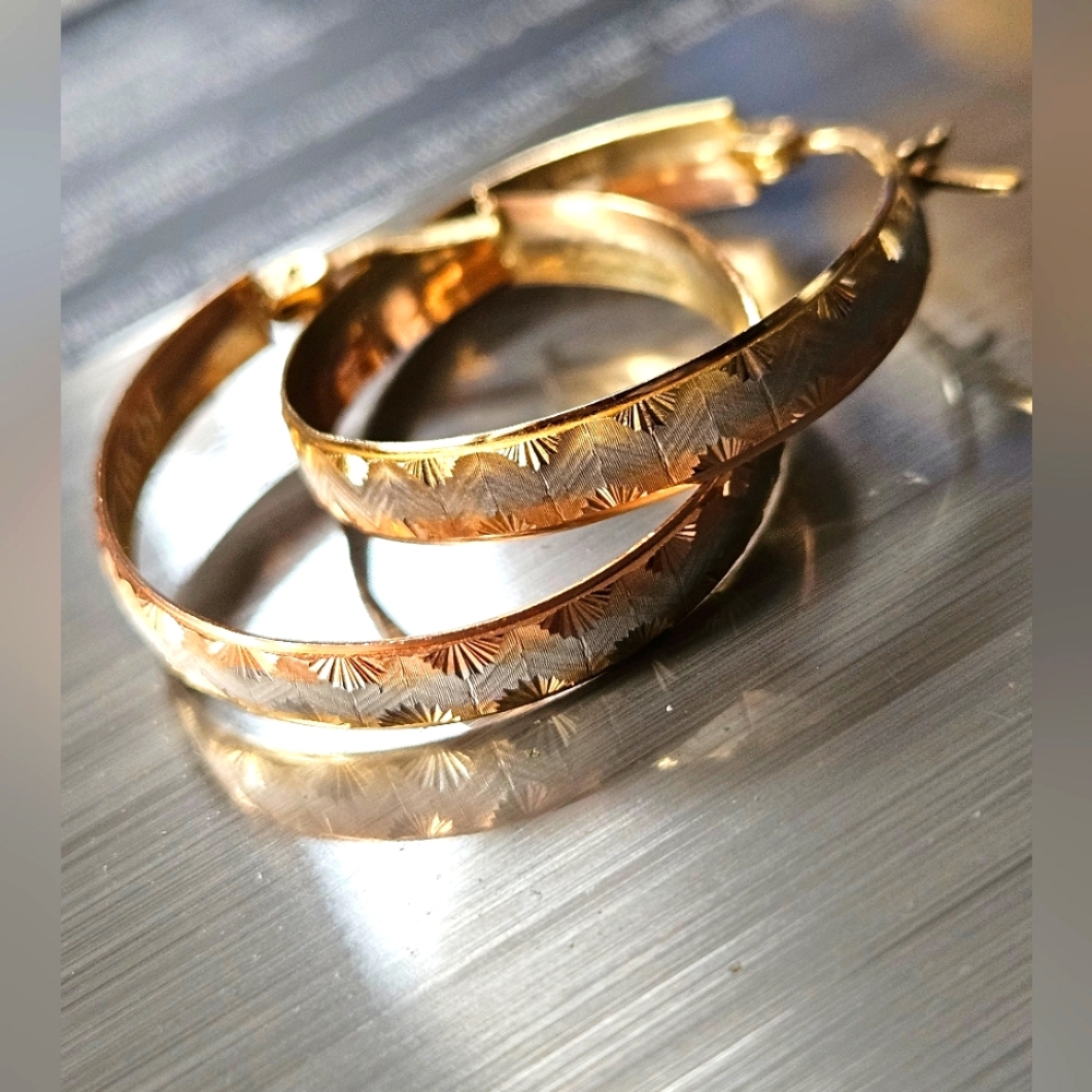 Earing 3 color 14k gold